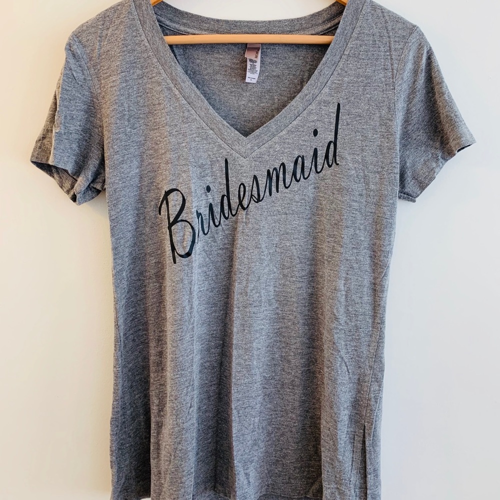 V-Neck- Grey- Cotton Bridesmaid Shirt 👚